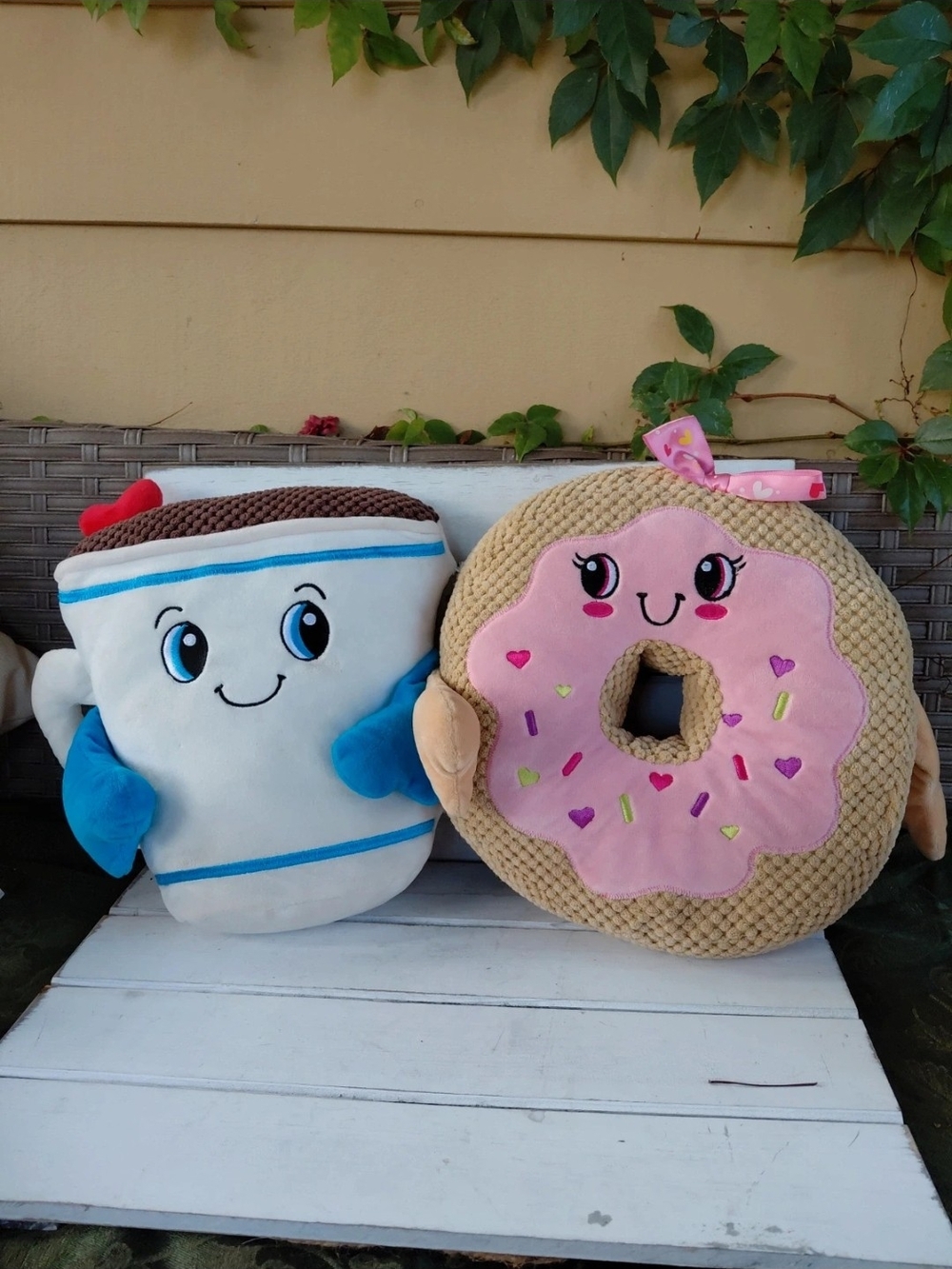 Dan Dee Plush Donut and Cup Decorative Pillows - Pink & White